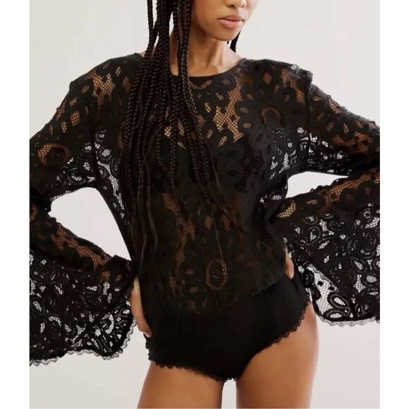 Free People Better With Time Bodysuit Black Size Small NWT - Picture 1 of 9